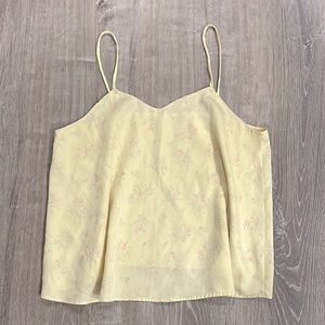 Jennifer Dale Vintage Camisole Rose Flower Coquette Bow Print in Pale Yellow